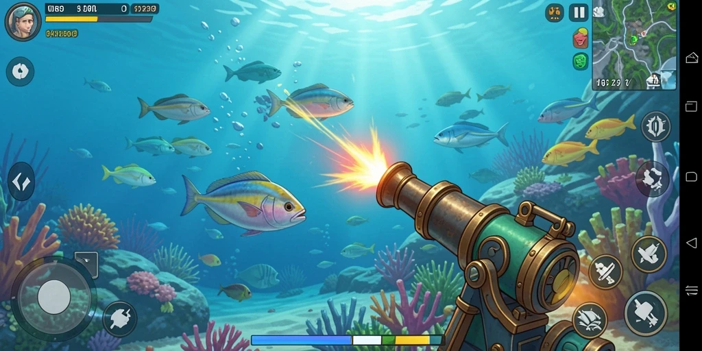 Visualisasi dunia game yang luas dan berwarna.